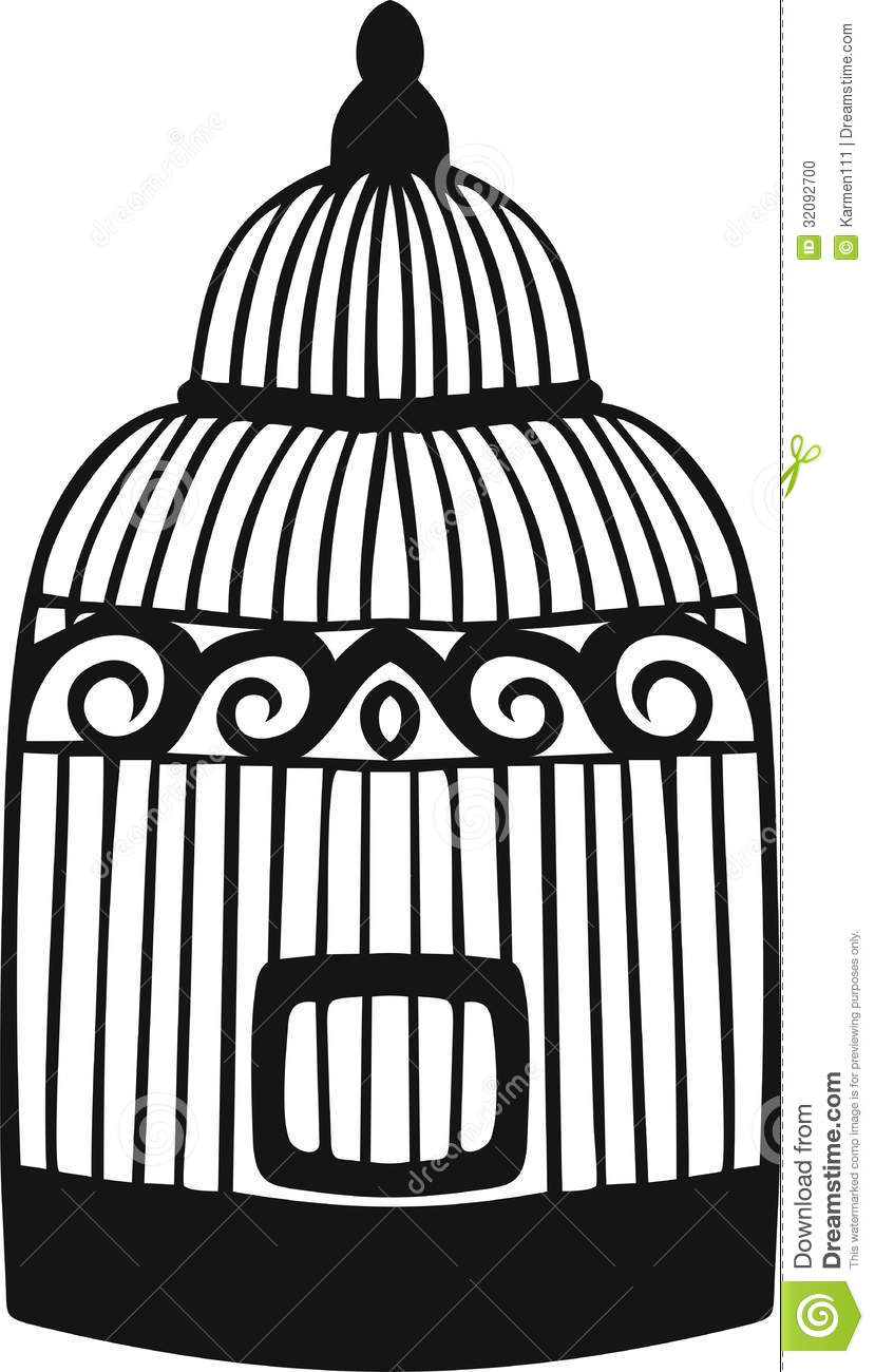 Cage À Oiseaux Décorative. Illustration De Vecteur avec Dessin De Cage D Oiseau 