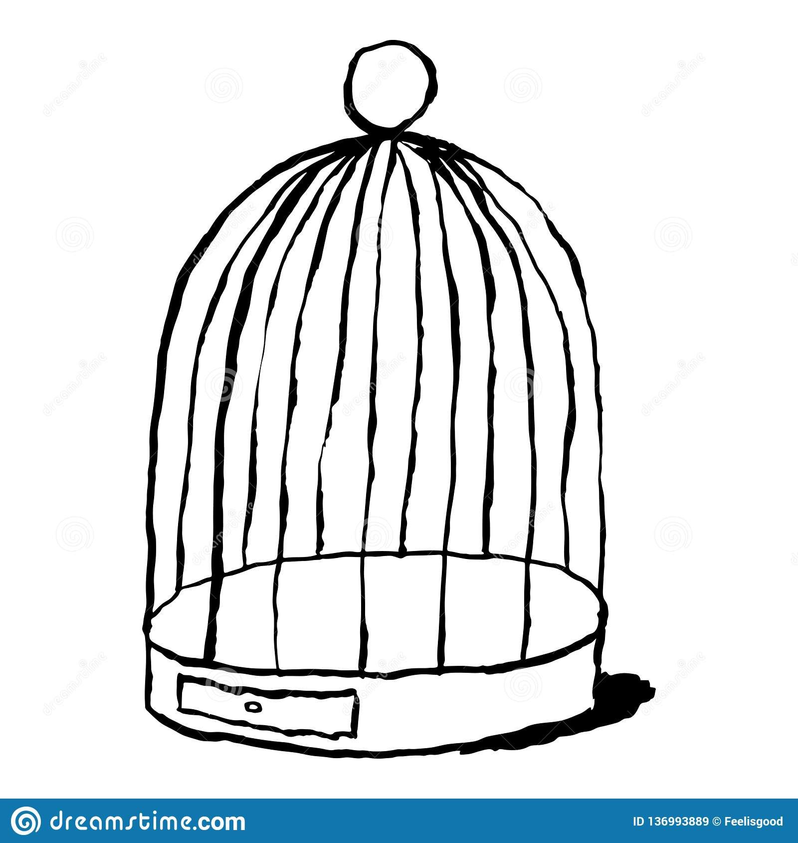 Cage D&amp;#039;oiseaux Noire D&amp;#039;isolement Sur Le Fond Blanc Le Dessin serapportantà Dessin De Cage D Oiseau 