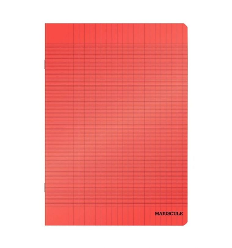 Cahier 140P Couv Polypro 24X32 Seyes Rouge dedans Cahier Majuscule