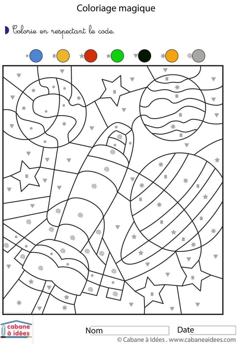 Cahier D'activités - L'espace - 3-6 Ans | Coloriage Espace avec Coloriage Magique 6 Ans