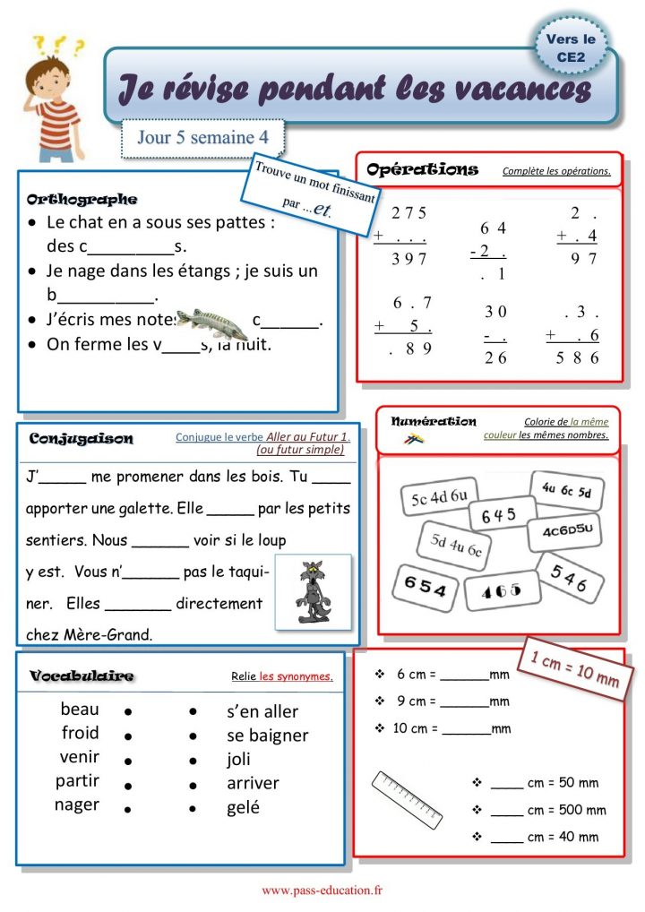 Cahier De Vacances Gratuit À Imprimer – Ce1 Vers Le Ce2 avec Cahier De Vacances Gratuit A Imprimer