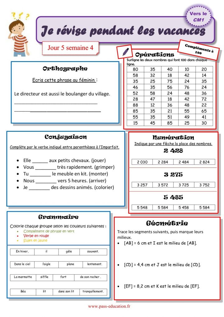 Cahier De Vacances Gratuit À Imprimer – Ce2 Vers Le Cm1 à Cahier De Vacances Gratuit En Ligne