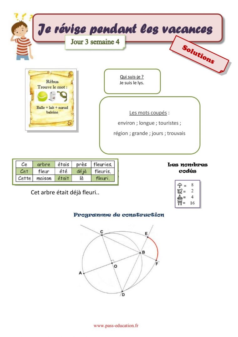 Cahier De Vacances Gratuit À Imprimer – Cm2 Vers La 6Ème à Mots Coupés À Imprimer