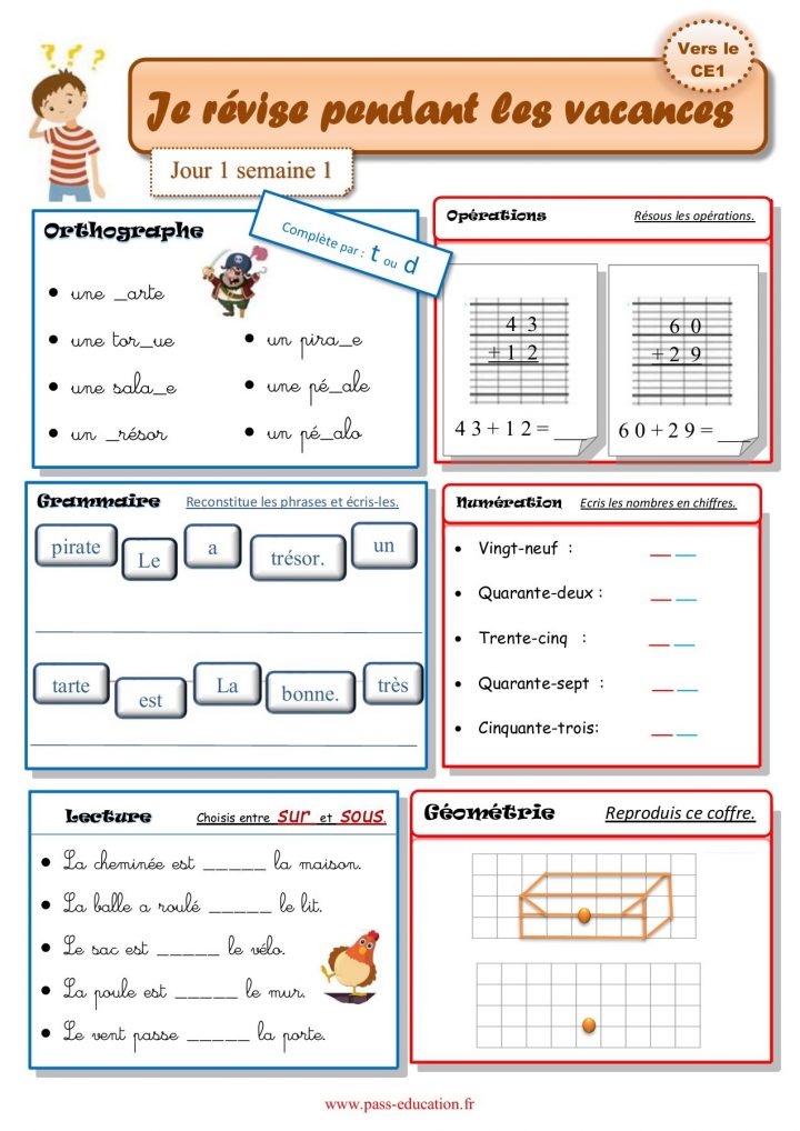 Cahier De Vacances Gratuit À Imprimer – Cp Vers Le Ce1 pour Cahier De Vacances Gratuit En Ligne