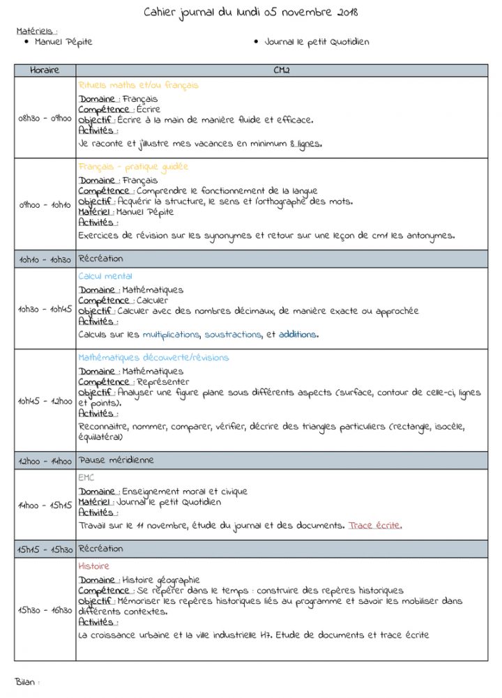 Cahier Journal En Ligne Numérique  Enseignant  Teetsh destiné