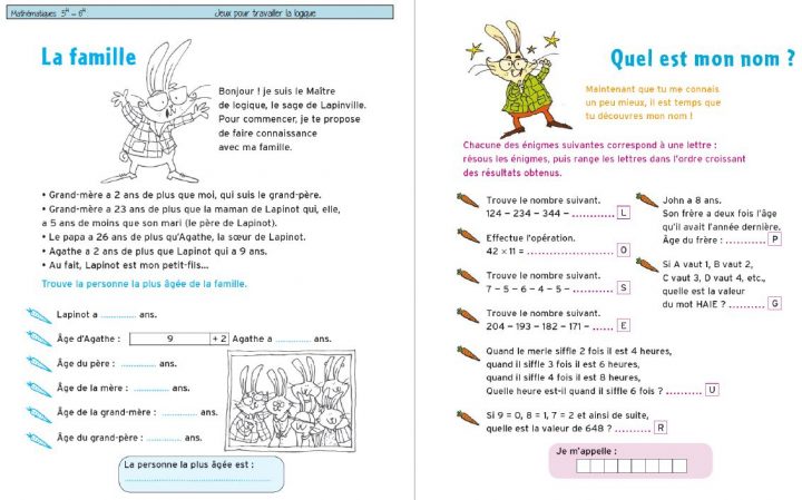 Cahiers De Vacances-Jeux De Raisonnement / Logique Pour 5-6H à Cahier De Vacances À Imprimer