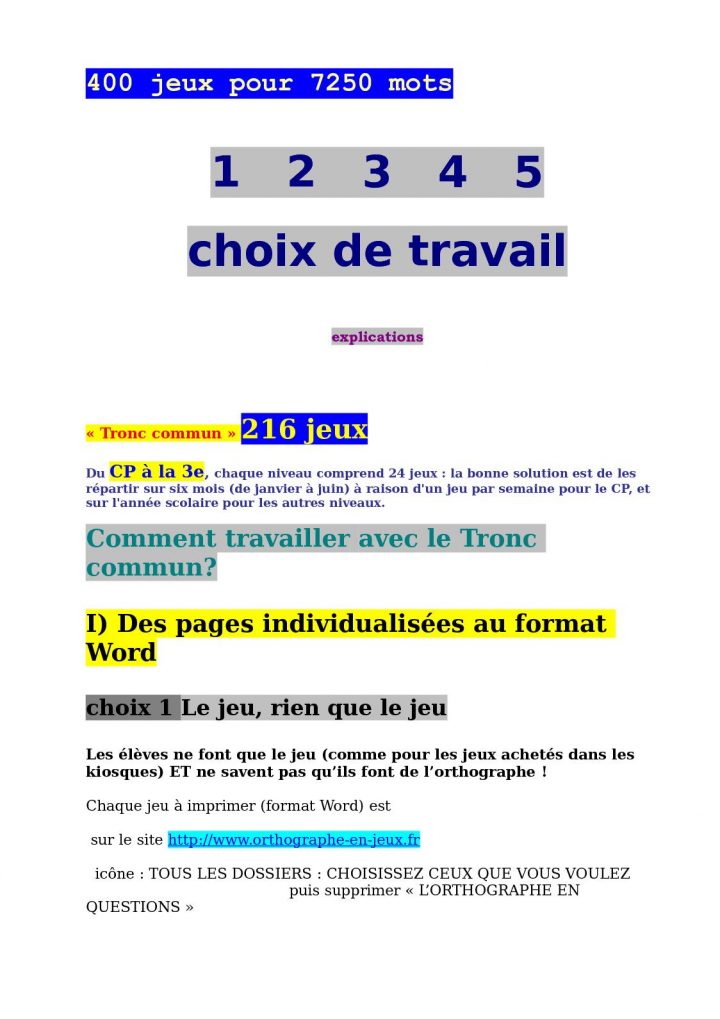 Calaméo – 1 2 3 4 5Choixdetravail à Jeux Cp À Imprimer