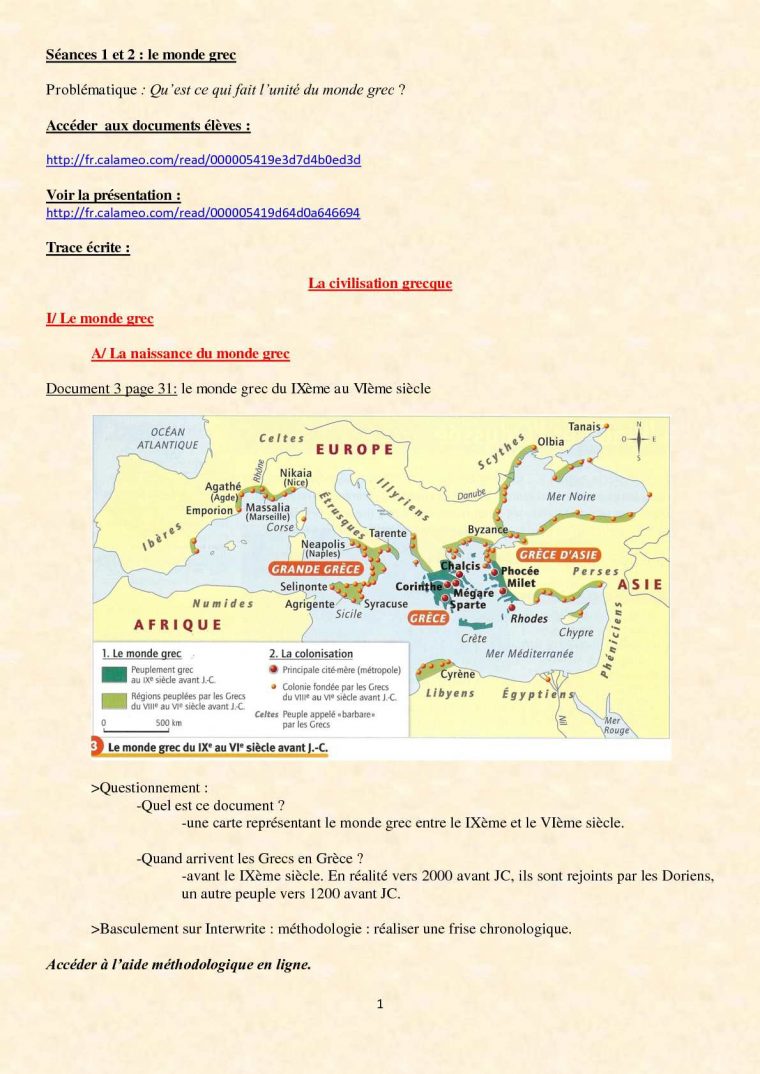 Calaméo – 6Ème – La Civilisation Grecque -Cours – I.a. destiné Carte Des Régions À Compléter