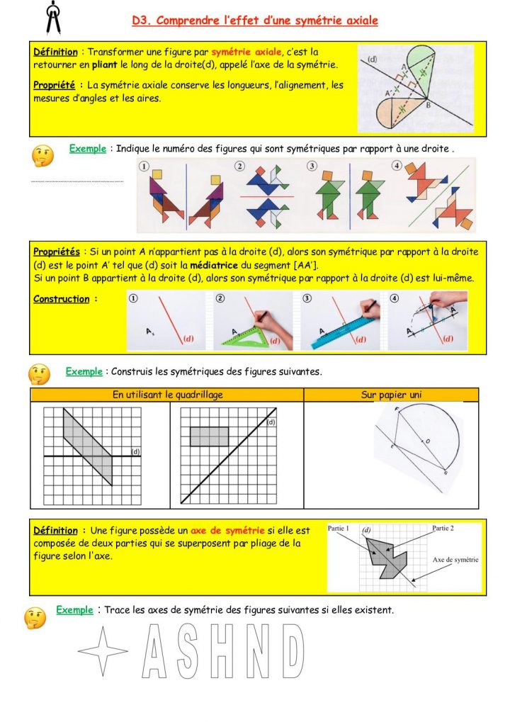 Calaméo – Cours D3 concernant Symétrie Quadrillage