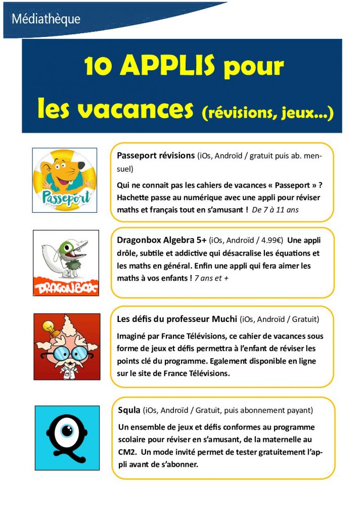 Calaméo – Ete 2018 : 10 Applis Pour Les Vacances concernant Cahier De Vacances Gratuit En Ligne