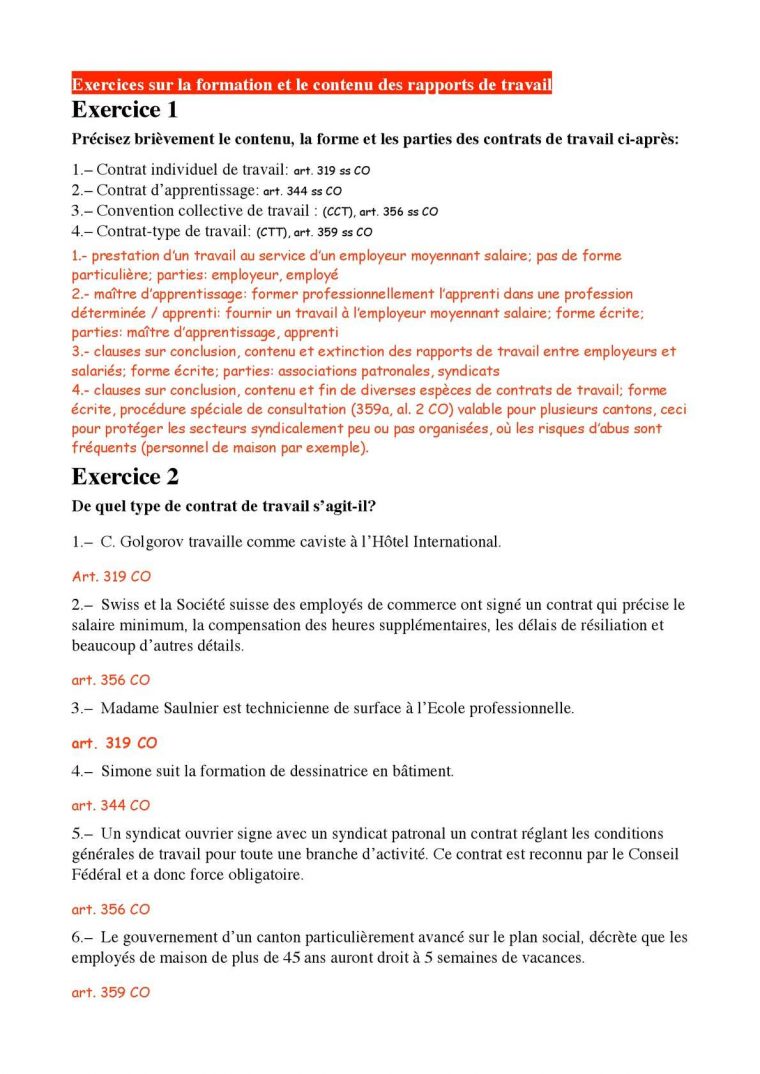 Calaméo – Exercices De Droit Du Travail Corrigés destiné Exercice 4 Ans