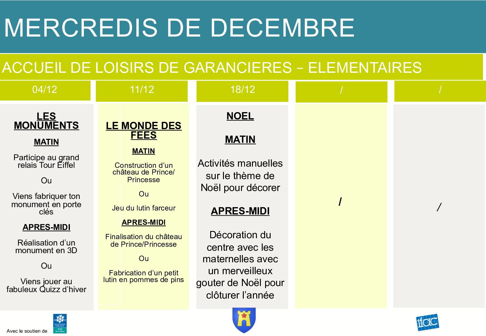 Calaméo - Ifac Planning Décembre avec Quizz Pour Maternelle 