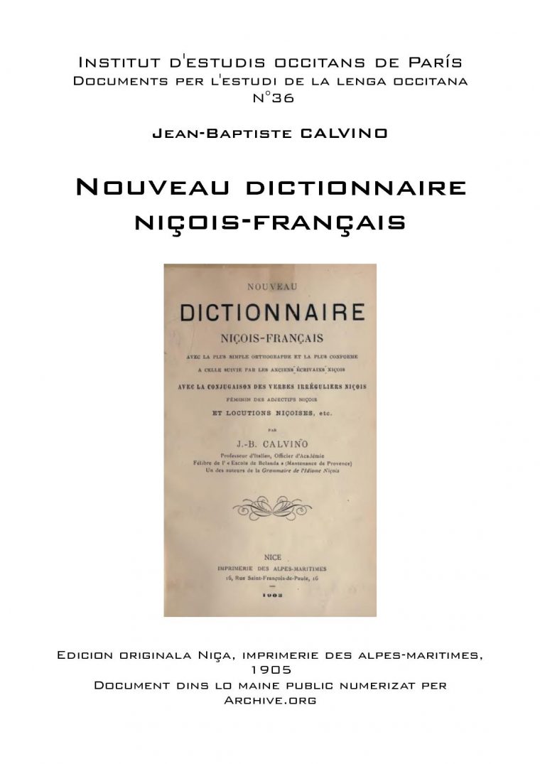 Calaméo – Jean Baptiste Calvino Nouveau Dictionnaire Niçois concernant Dictionnaire Des Mots Croisés Gator