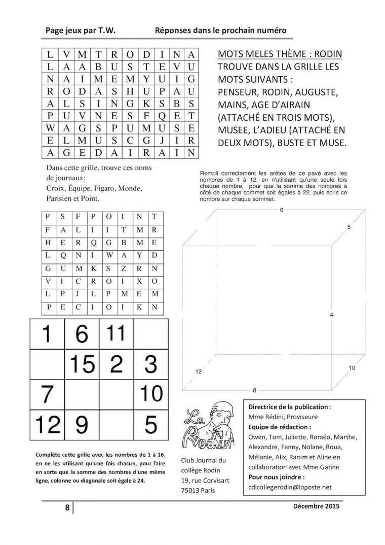 Calaméo – Page 8 Définitive Jeu Journal encequiconcerne Jeux Avec Des Nombres