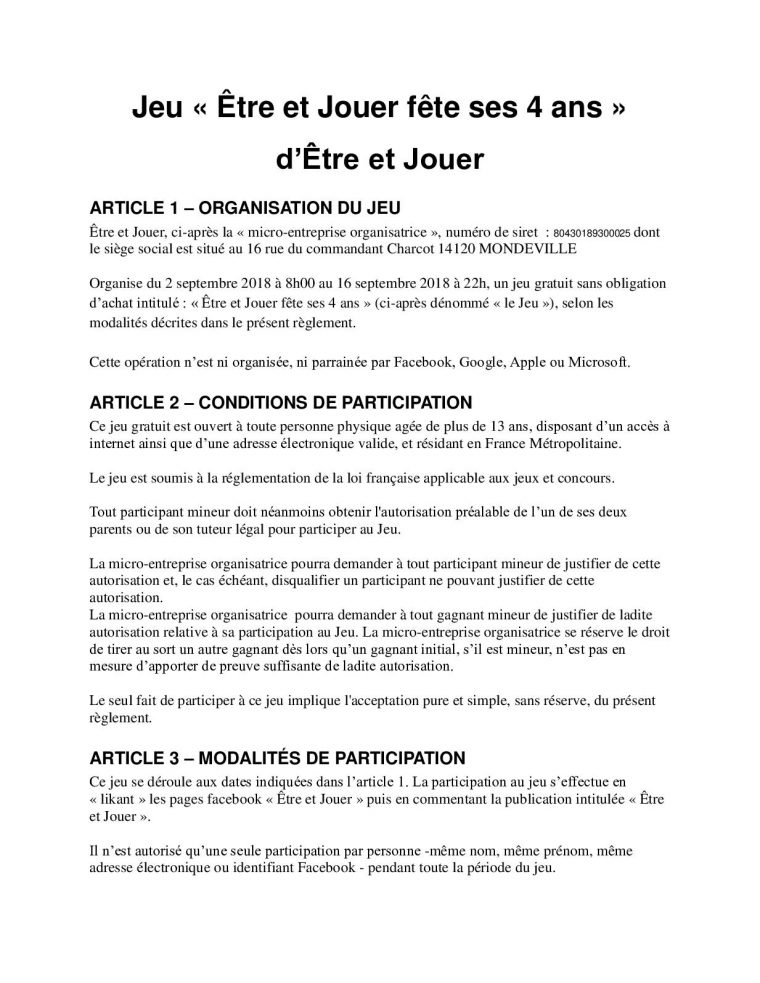 Calaméo – Règlement Jeu Concours Être Et Jouer Fête Ses 4 Ans avec Jeux 4 Ans Gratuit