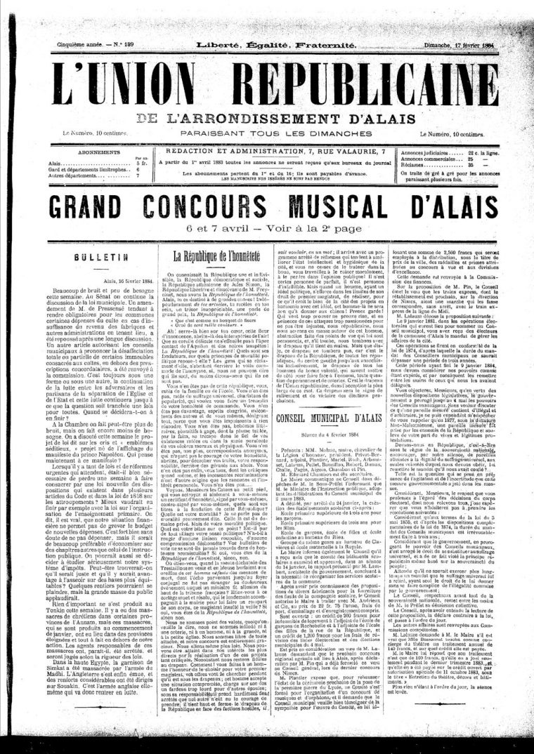 Calaméo – Union Républicaine D'alais 17/02/1884 destiné Numéro Des Départements