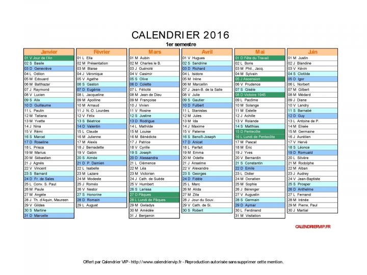 Calendrier 2016 Avec Jours Fériés Vacances Scolaires à Calendrier 2018 Avec Jours Fériés Vacances Scolaires À Imprimer