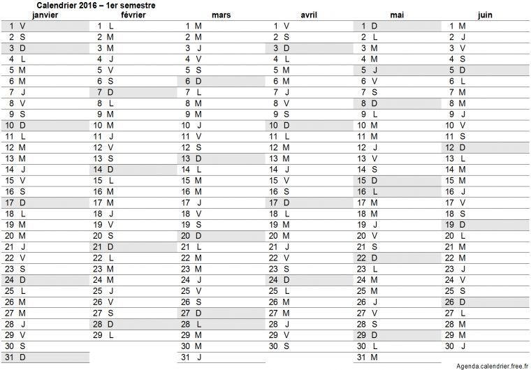 Calendrier 2016 Excel Vierge Avec Jours Fériés À Imprimer serapportantà Calendrier 2Ème Semestre 2018