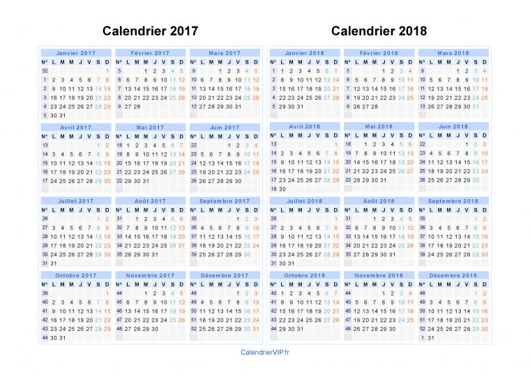 Calendrier 2017 2018 À Imprimer Gratuit En Pdf Et Excel destiné Calendrier Annuel 2018 À Imprimer