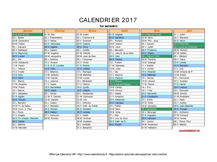 Calendrier 2017 À Imprimer Gratuit En Pdf Et Excel serapportantà Calendrier 2017 Imprimable