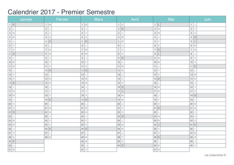 Calendrier 2017 À Imprimer Pdf Et Excel – Icalendrier tout Calendrier 2017 Imprimable