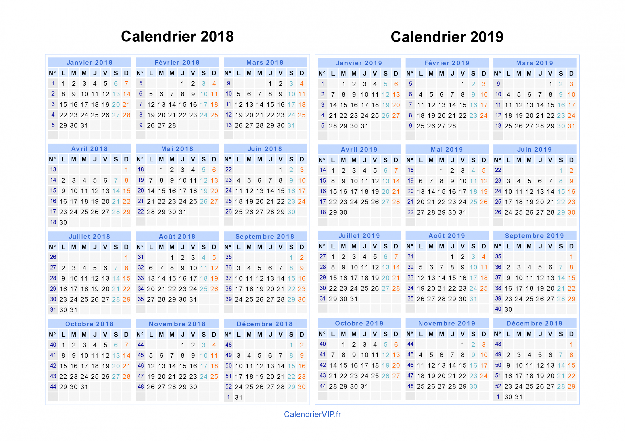Calendrier 2018 2019 À Imprimer Gratuit En Pdf Et Excel pour Calendrier 2018 Avec Semaine