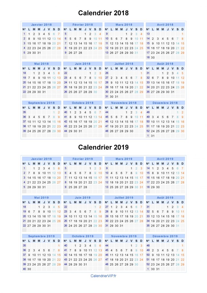 Calendrier 2018 2019 À Imprimer Gratuit En Pdf Et Excel pour Calendrier Annuel 2019 À Imprimer Gratuit