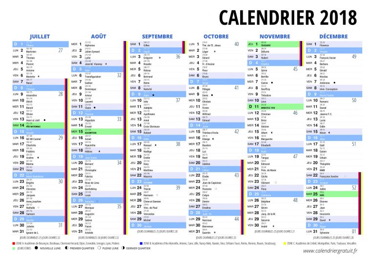 Calendrier 2018 à Calendrier 2018 À Imprimer Pdf