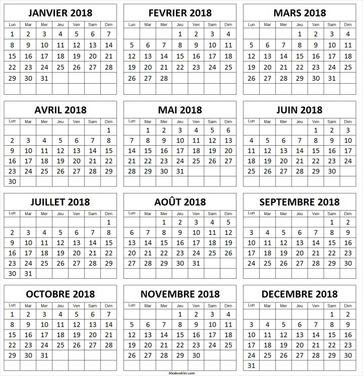 Calendrier 2018 À Imprimer Gratuites | Calendrier 2018 encequiconcerne Calendrier 2018 Imprimable Gratuit