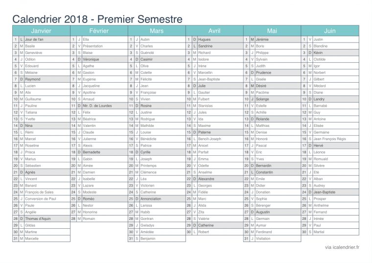 Calendrier 2018 À Imprimer Pdf Et Excel – Icalendrier à Calendrier 2018 À Imprimer Pdf