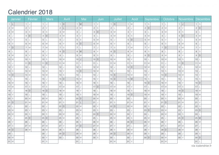 Calendrier 2018 À Imprimer Pdf Et Excel – Icalendrier pour Calendrier 2018 Imprimable Gratuit