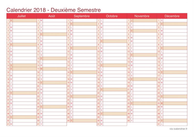 Calendrier 2018 À Imprimer Pdf Et Excel – Icalendrier serapportantà Calendrier Annuel 2018 À Imprimer