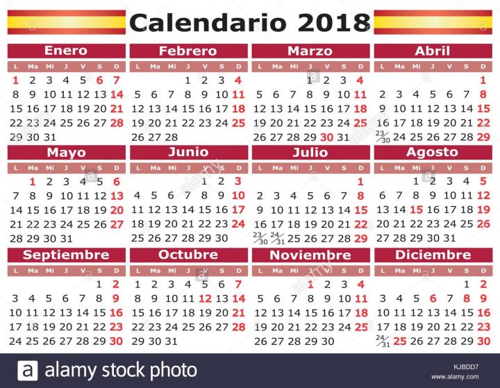 Calendrier 2018 Calendrier Avec Jours De Fête Espagnole avec Calendrier 2018 Avec Semaine