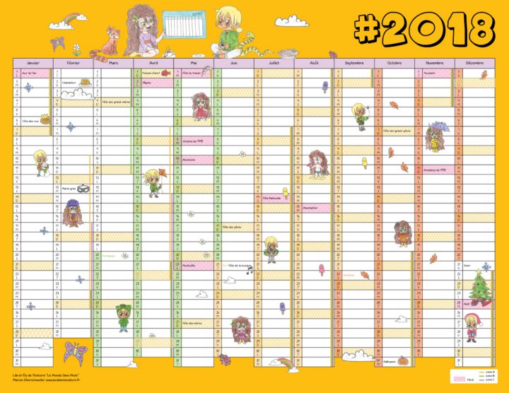 Calendrier 2018 De Lila Et Ely (À Imprimer) | intérieur Calendrier 2018 Enfant