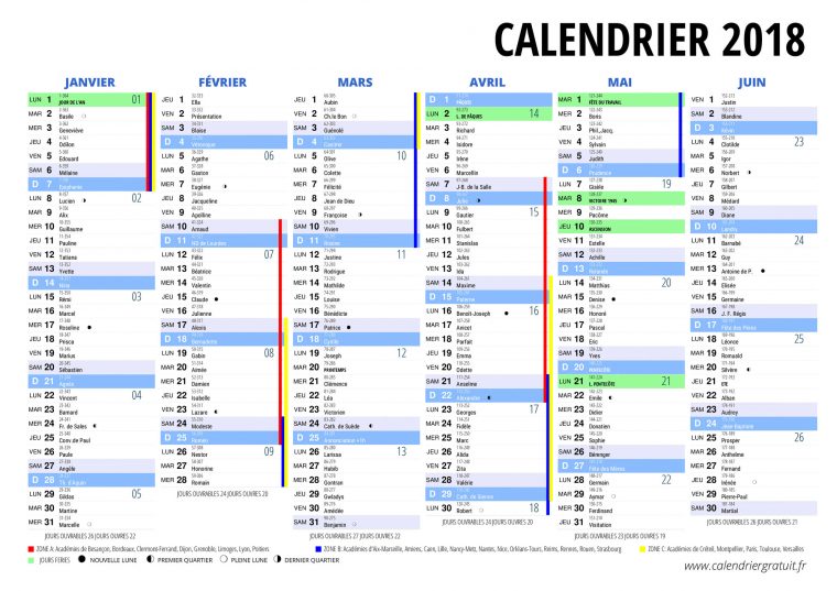 Calendrier 2018 dedans Calendrier 2Ème Semestre 2018