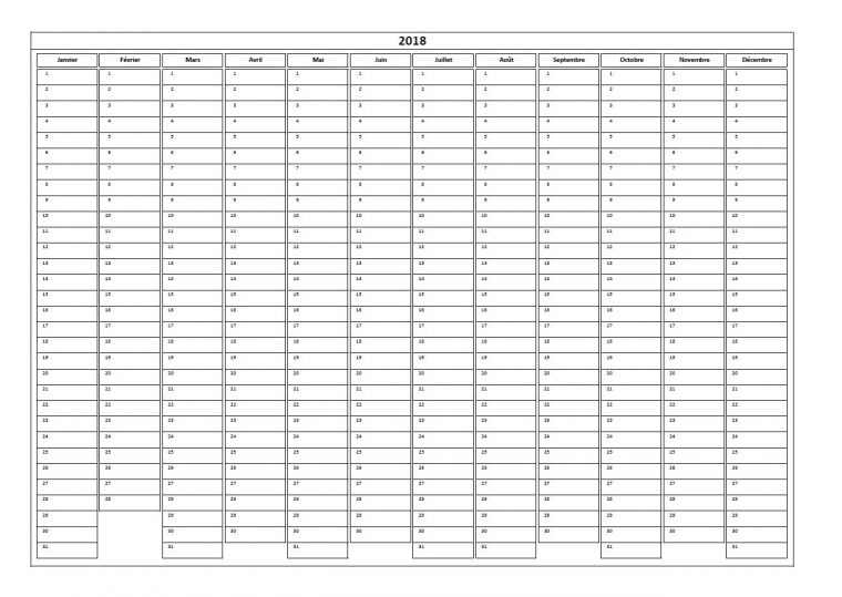 Calendrier 2018 Excel Modifiable Et Gratuit | Excel-Malin intérieur Calendrier Perpetuel Gratuit Imprimer