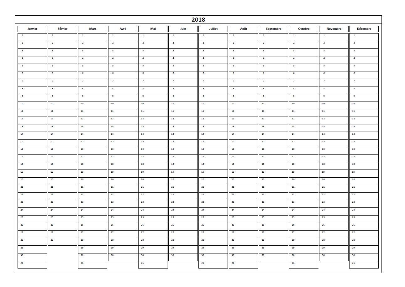 Calendrier 2018 Excel Modifiable Et Gratuit | Excel-Malin intérieur Calendrier Perpetuel Gratuit Imprimer 