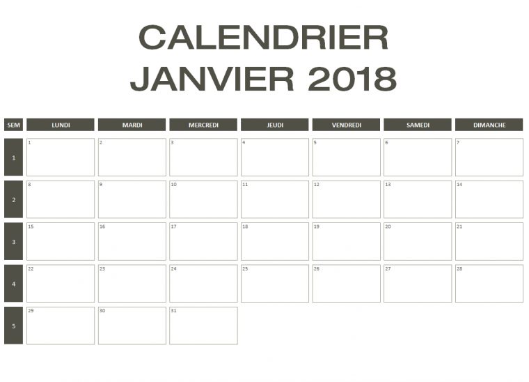 Calendrier 2018 Excel & Pdf À Télécharger Gratuitement à Calendrier Annuel 2018 À Imprimer