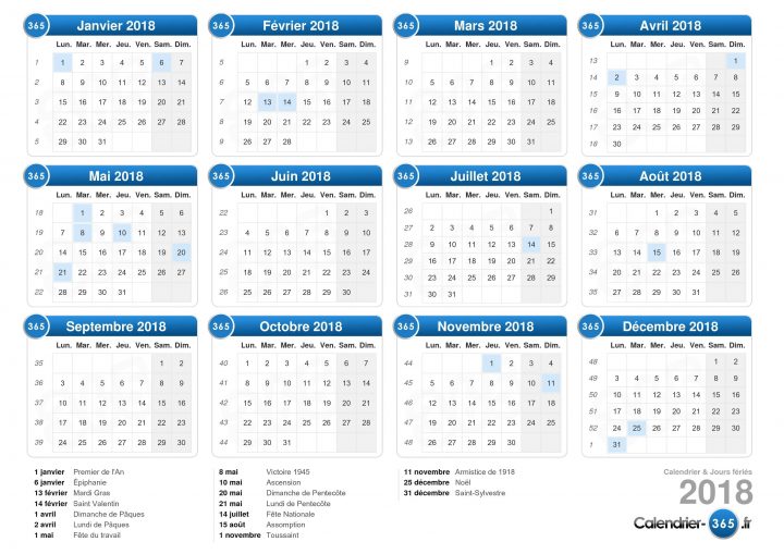 Calendrier 2018 intérieur Calendrier 2018 Avec Semaine