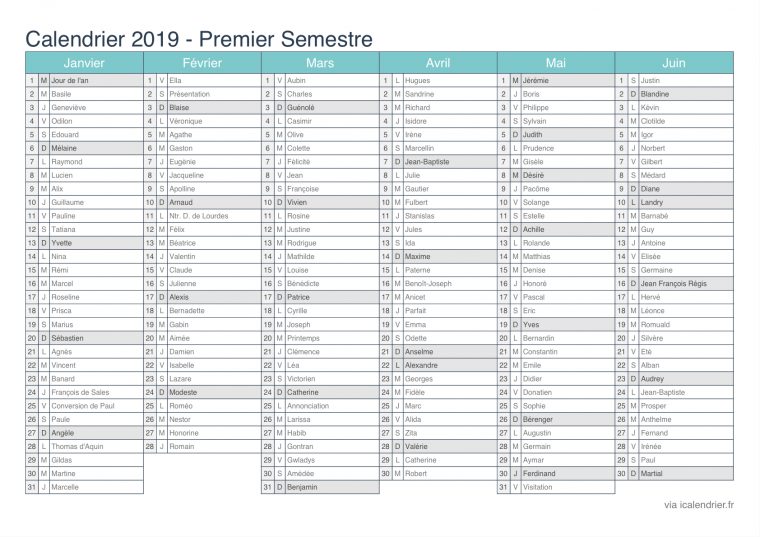 Calendrier 2019 À Imprimer Pdf Et Excel – Icalendrier encequiconcerne Calendrier 2019 Avec Jours Fériés Vacances Scolaires