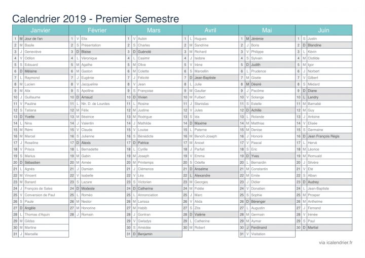 Calendrier 2019 À Imprimer Pdf Et Excel – Icalendrier intérieur Calendrier Annuel 2019 À Imprimer Gratuit