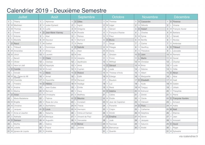 Calendrier 2019 À Imprimer Pdf Et Excel – Icalendrier tout Calendrier 2019 Avec Jours Fériés Vacances Scolaires À Imprimer