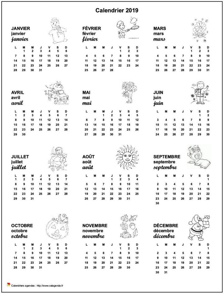 Calendrier 2019 Annuel École Primaire Et Maternelle destiné Calendrier Annuel 2019 À Imprimer Gratuit