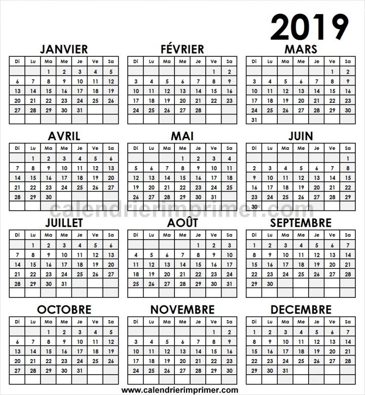 Calendrier 2019 Avec Les Semaines | Calendrier Vacances 2019 serapportantà Calendrier 2019 Avec Semaine