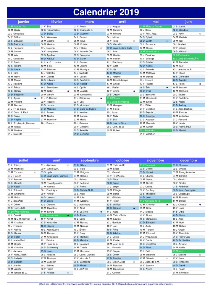 Calendrier 2019 Avec Numéro De Semaine (4) | 2019 Calendrier pour Calendrier 2019 Avec Semaine