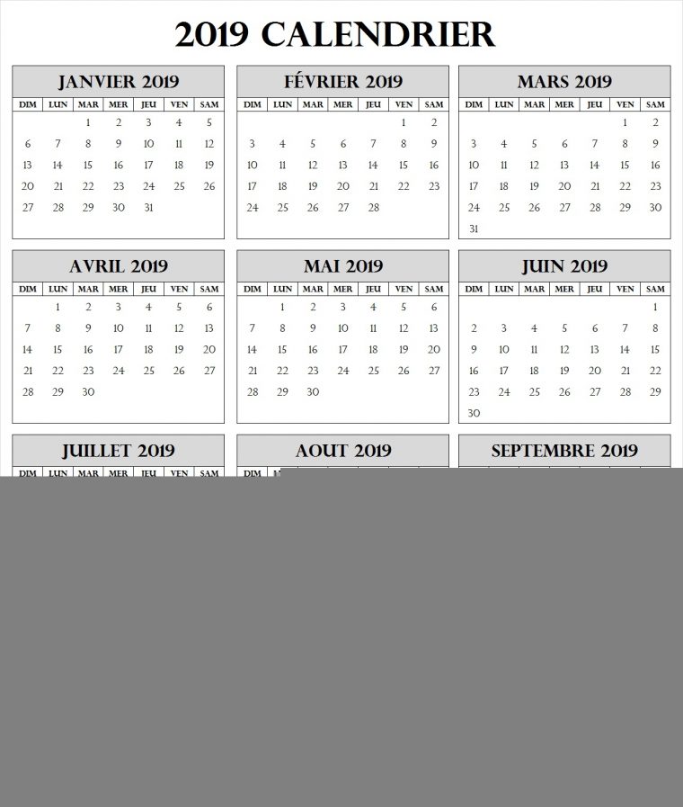 Calendrier 2019 | Calendrier Annually 2019 À Imprimer encequiconcerne Calendrier Annuel 2018 À Imprimer