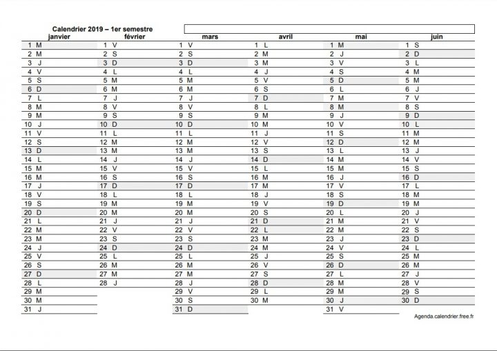 Calendrier 2019 Excel Vierge À Télécharger Pour Imprimer Gratuit pour Calendrier Perpétuel À Imprimer