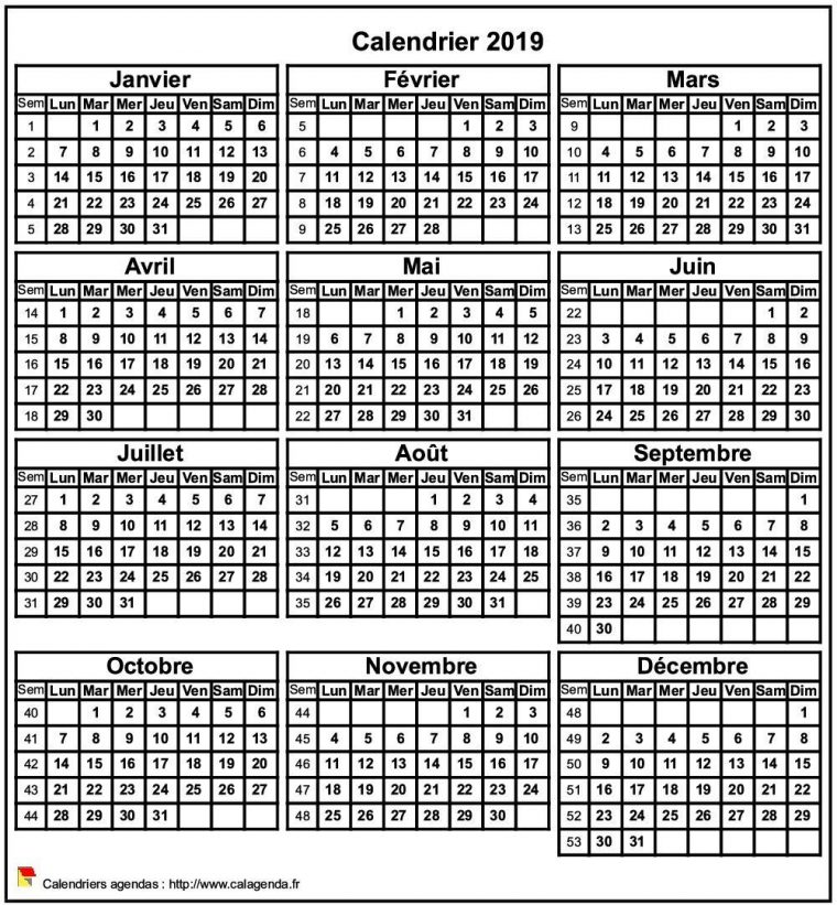 Calendrier 2019 Format Portrait | Calendrier, Calendrier serapportantà Calendrier En Ligne Gratuit A Imprimer