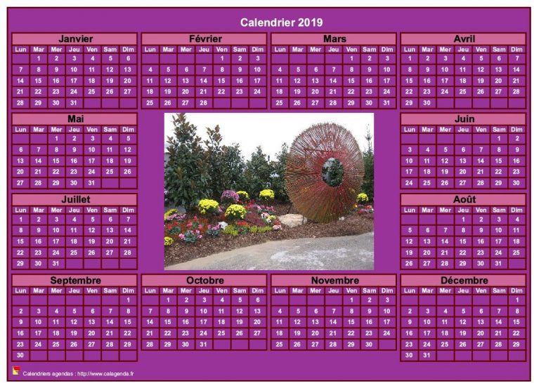 Calendrier 2019 Photo Annuel À Imprimer, Fond Rose, Format à Calendrier Annuel 2018 À Imprimer Gratuit