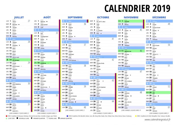 Calendrier 2019 pour Calendrier 2019 Avec Jours Fériés Vacances Scolaires À Imprimer